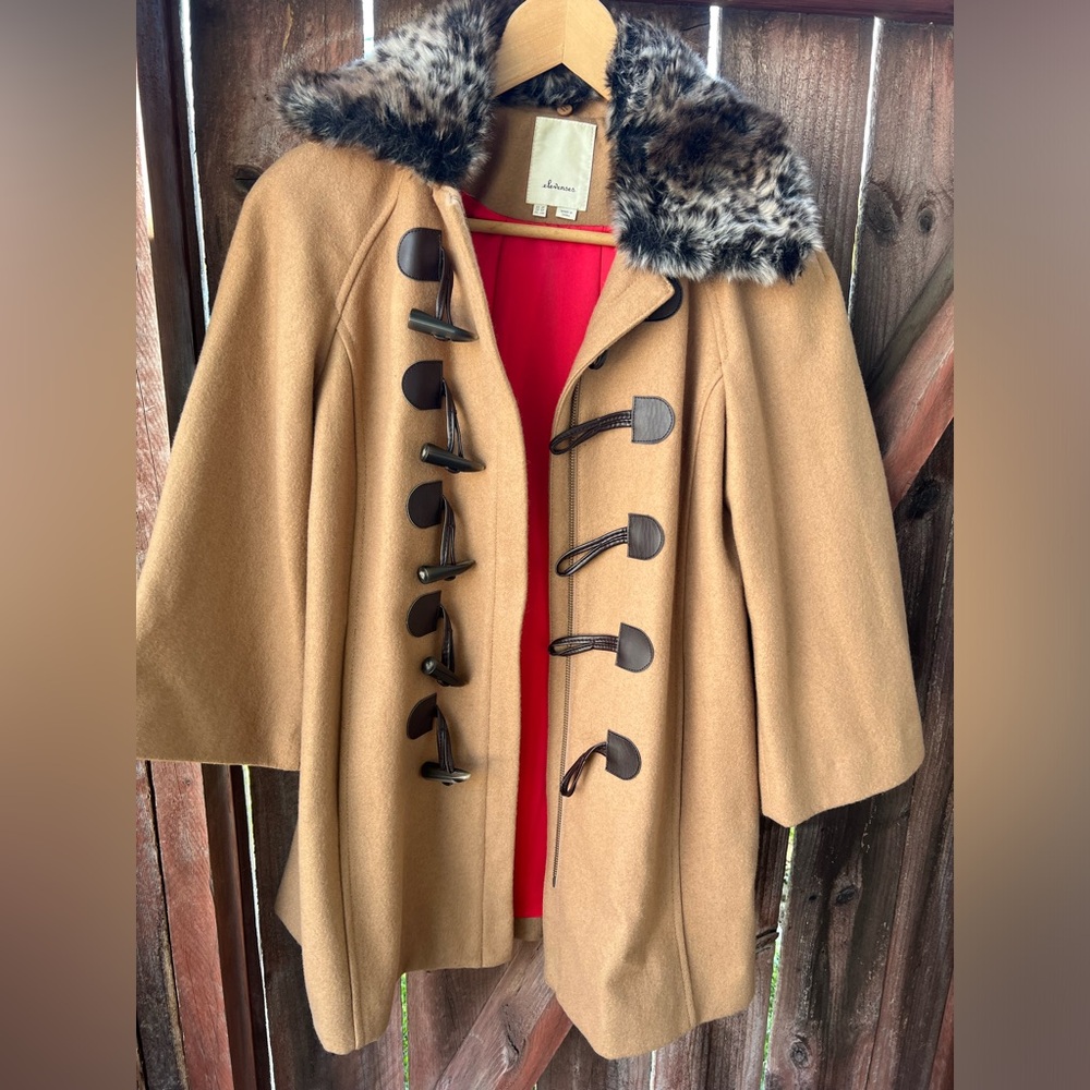Elevenses (Anthropologie) coat with red satin lining